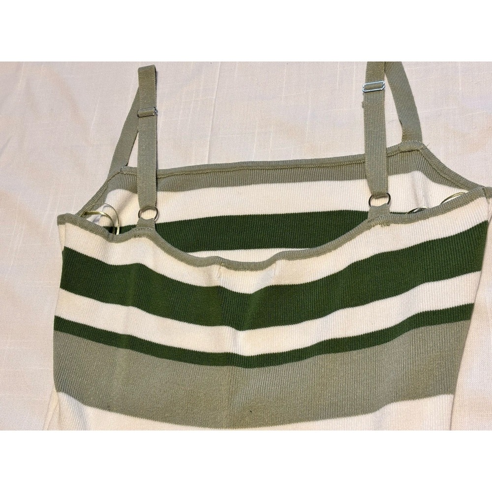 Here Comes The Sun Women's Green & White Striped Bodycon Peekaboo Dress Medium - Picture 3 of 15